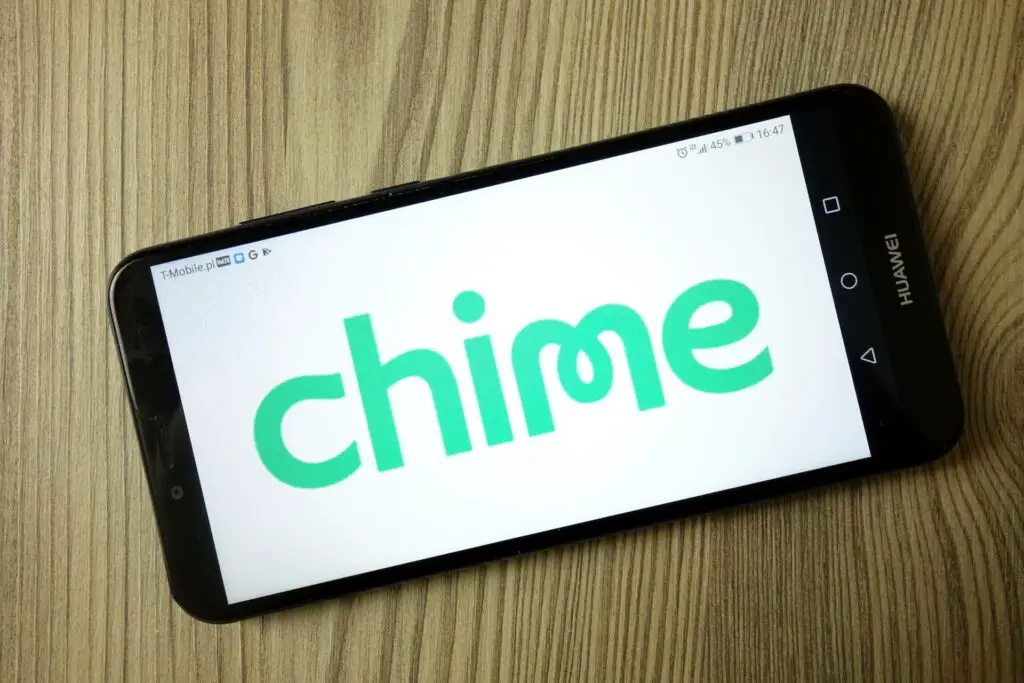  A Chime logo on a smartphone