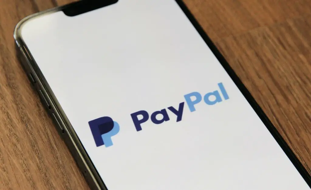 PayPal logo on a phone screen