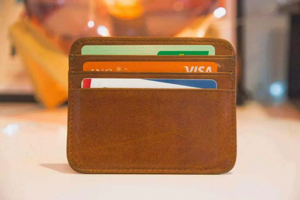 A wallet with credit cards