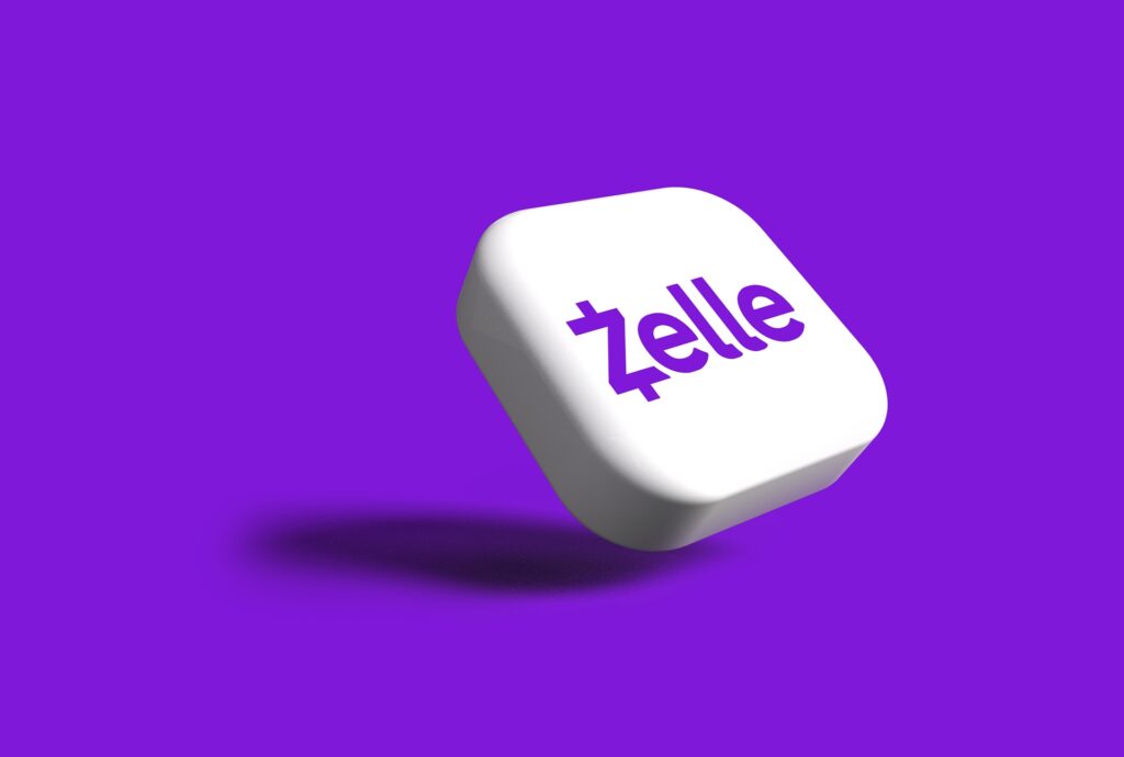  Zelle logo on a purple background